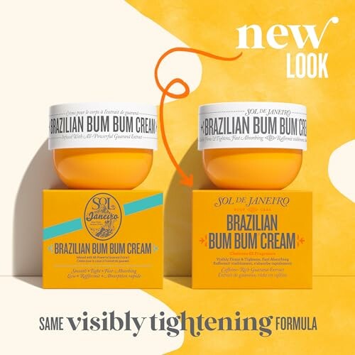 Comparison of Brazilian Bum Bum Cream packaging: new look versus old.