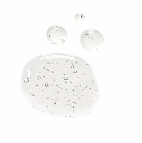 Clear gel droplets on a white background