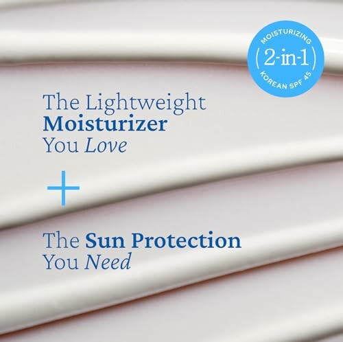 Text promoting lightweight moisturizer with sun protection.