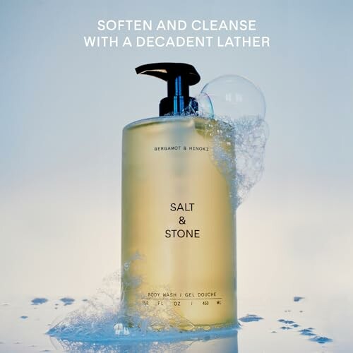 Salt & Stone body wash with bubbles