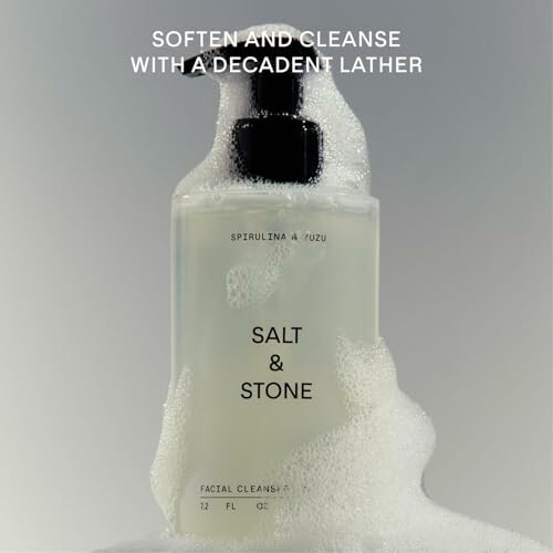 Salt & Stone facial cleanser with bubbles