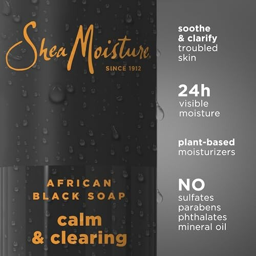 SheaMoisture African Black Soap with benefits listed.