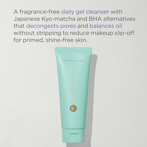 Tatcha daily gel cleanser with Japanese Kyo-matcha and BHA alternatives.