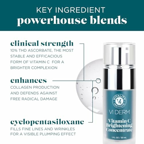 Vitamin C Brightening Concentrate with clinical strength and collagen enhancement features.